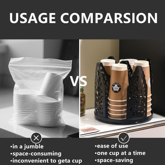 Black 360°Rotating Multi - Scenario Countertop Storage Rack - Large Capacity 4 Compartment Holder for Coffee & Tea Cups - RnR Galore