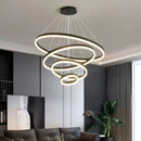 Black 5 Rings Minimalist LED Pendant Light Adjustable Circular Chandelier - RnR Galore
