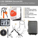 Black 8 - in - 1 Emergency Survival Kit - Compact Outdoor Gear for Camping, Hiking & Car - RnR Galore