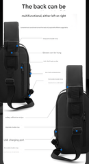 Black and Brown Men's Anti - Theft Crossbody Sling Bag with USB Charging Port & Combination Lock - RnR Galore