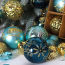Black and red 44 - Piece Assorted Christmas Baubles Set with Elegant Designs in Wooden Gift Box - 3 - 6cm Decorative Ornaments for Tree, Home & Holiday Display - RnR Galore