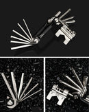 Black and Silver 16 in 1 Bicycle Repair Multi Tool - Compact Folding Bike Tool Kit with Chain Breaker for MTB Road Cycling - RnR Galore