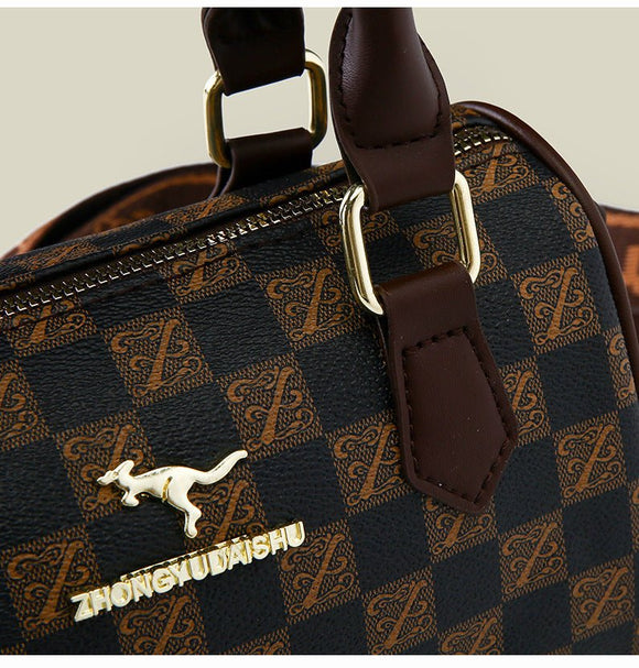 Black bear Stylish PU Leather Boston Bag - Elegant Retro Single Shoulder Crossbody Handbag for Women - RnR Galore