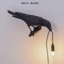 Black Bird Left Wall Lamp Nordic Resin Bird Wall Lamp - Creative Animal Bedside Decorative USB Night Light, Stylish Bird Perched Lamp for Bedroom and Living Room - RnR Galore