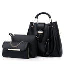 Black Chic 3 - Piece Women's Handbag Set - PU Leather Tote, Crossbody Bag & Clutch Purse - RnR Galore