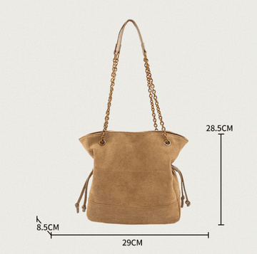 Black Chic Suede Hobo Bag for Women - Versatile Tote with Drawstring, Large Capacity Commuter Bucket Bag - RnR Galore