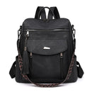 Black Chic Women's PU Leather Convertible Backpack - Anti - Theft Design, Multi - Pocket Shoulder Bag with Tassel - RnR Galore