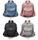 Black Chic Women's PU Leather Convertible Backpack - Anti - Theft Design, Multi - Pocket Shoulder Bag with Tassel - RnR Galore