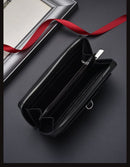 Black Classic Long Zipper Wallet Clutch - Large Capacity PU Leather Phone & Card Holder with Wrist Strap - RnR Galore