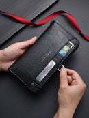 Black Classic Long Zipper Wallet Clutch - Large Capacity PU Leather Phone & Card Holder with Wrist Strap - RnR Galore