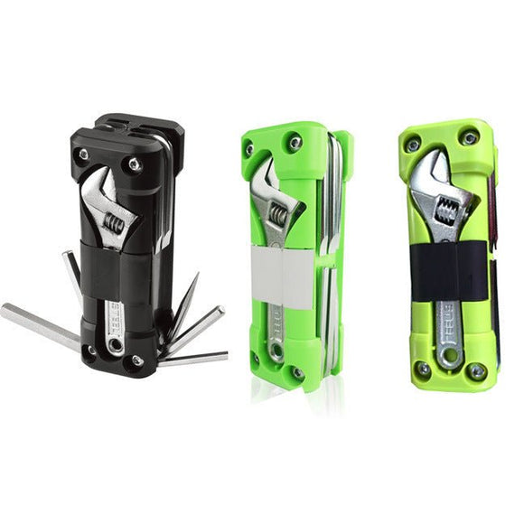 Black Compact 16 - in - 1 Bicycle & Motorcycle Repair Multi - Tool with Adjustable Wrench & Socket Set - RnR Galore