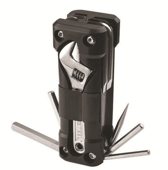 Black Compact 16 - in - 1 Bicycle & Motorcycle Repair Multi - Tool with Adjustable Wrench & Socket Set - RnR Galore