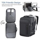 Black Expandable 17 - Inch Laptop Travel Backpack with USB Port - Durable TSA Friendly Carry - on Luggage Bag - RnR Galore