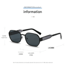 Black Frame and Black Grey Lenses Modern Retro Geometric Sunglasses - Chic Metal Frame with UV400 Lenses and Black PU Leather Protective Case - RnR Galore