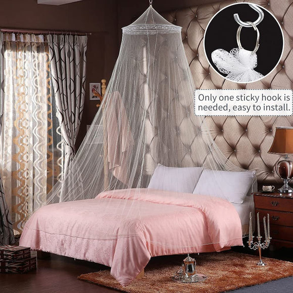 Black Hanging Princess Bed Canopy Mosquito Net - Dome Bedding for Dorm Rooms & Bedrooms (Fits 1.8m - 2m Beds) - RnR Galore