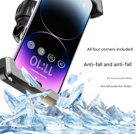 Black Heavy Duty Bike Phone Mount - Anti - Shake Motorcycle Holder with Secure Lock, 360 Rotation Cradle for All - Terrain Cycling - RnR Galore