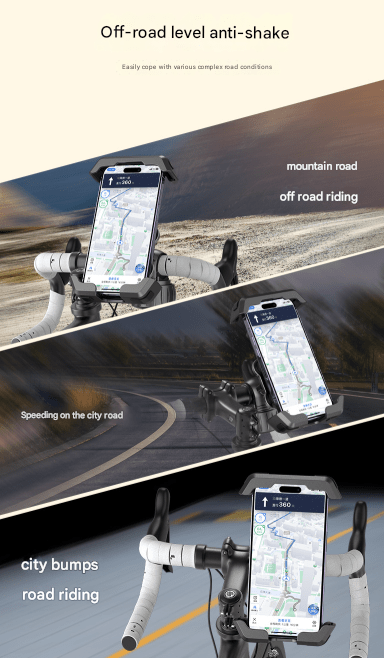 Black Heavy Duty Bike Phone Mount - Anti - Shake Motorcycle Holder with Secure Lock, 360 Rotation Cradle for All - Terrain Cycling - RnR Galore