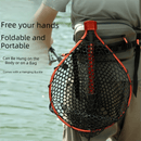 Black High Strength Large Landing Net - Fishing Net with Foldable Handle and Soft Rubber Netting, Dip Net for Fishing, Ideal for Boat, Pier, River Angling - RnR Galore