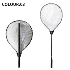 Black High Strength Large Landing Net - Fishing Net with Long Foldable Handle and Soft Rubber Netting, Dip Net for Fishing, Ideal for Boat, Pier, River Angling - RnR Galore