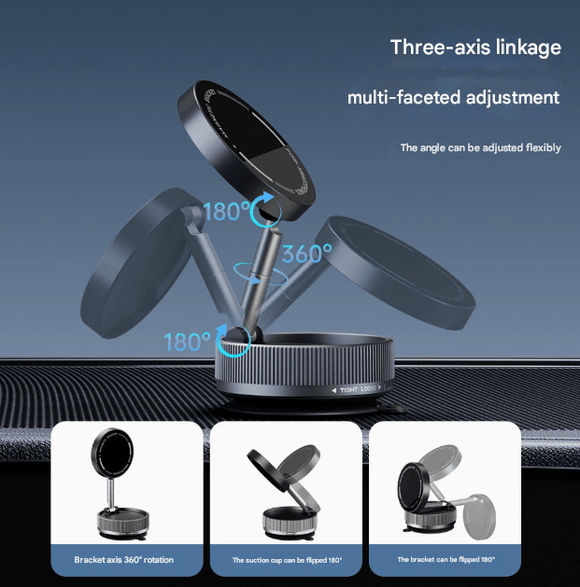Black Magnetic Car Phone Mount - 66x66x34mm with Adjustable Bracket for Easy Smartphone Access - RnR Galore