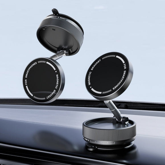 Black Magnetic Car Phone Mount - 66x66x34mm with Adjustable Bracket for Easy Smartphone Access - RnR Galore