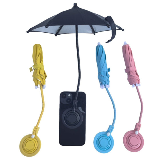 Black Magnetic Phone Umbrella Sun Shade - Clear Outdoor Screen Visor, Anti - Glare Mini Parasol for iPhone - RnR Galore