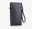Black Men's Business Casual Long Wallet Clutch - PU Leather Large Capacity Phone & Card Holder with Wrist Strap - RnR Galore