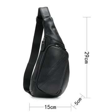Black Men's Leather Sling Backpack - Casual Crossbody Chest Bag - RnR Galore