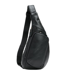 Black Men's Leather Sling Backpack - Casual Crossbody Chest Bag - RnR Galore
