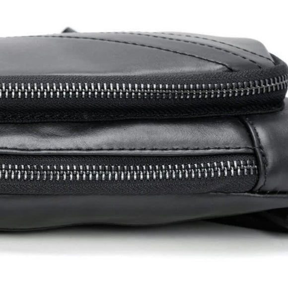 Black Men's Leather Sling Backpack - Casual Crossbody Chest Bag - RnR Galore