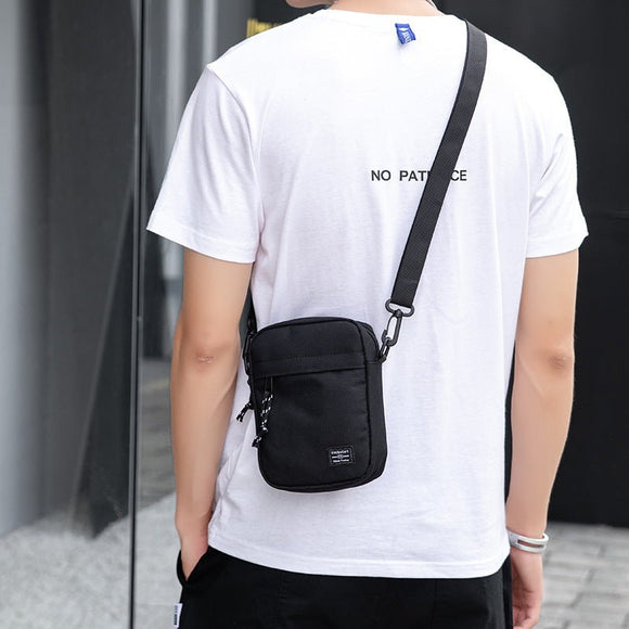 Black Mini Streetwear Oxford Cloth Crossbody Bag - Ultra - Light (200g) Fashion Sling Pack, Fits 8 - inch Tablet - RnR Galore