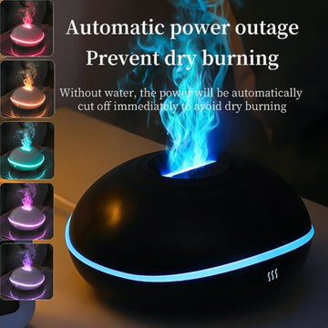 Black Mini USB Aromatherapy Diffuser with Flame Projection - Portable Humidifier for Home and Car Use - RnR Galore