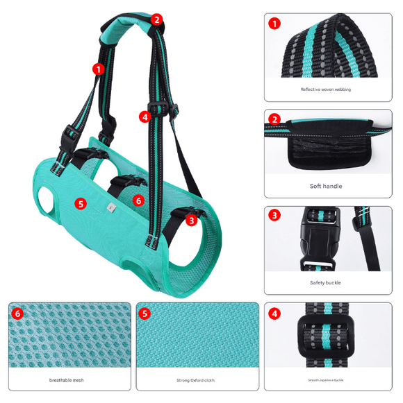 Black Pet Support Harness for Senior and Disabled Dogs - Adjustable Chest and Back Support Leash(Size S) - RnR Galore