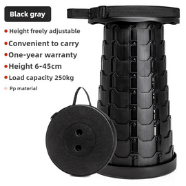 Black Portable Outdoor Telescopic Folding Stool with 100 Weight - Bearing Buckles, Lightweight and Compact Design, Perfect for Fishing, Camping, and Travel - RnR Galore
