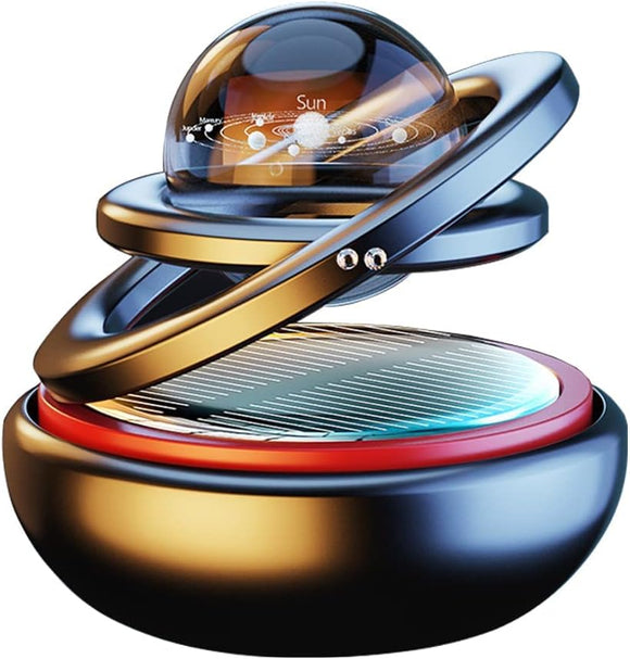 Black Solar - Powered Rotating Car Air Freshener: Space - Themed Dashboard Decor with Ocean Scent & 16 Cologne Pads - RnR Galore