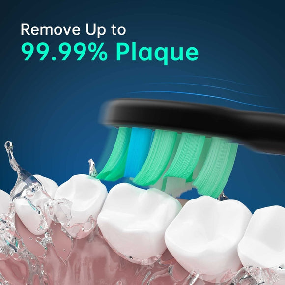 Black Sonic Rechargeable Electric Toothbrush with 8 Heads & Travel Case - 5 Brushing Modes & Smart Timer(USB) - RnR Galore