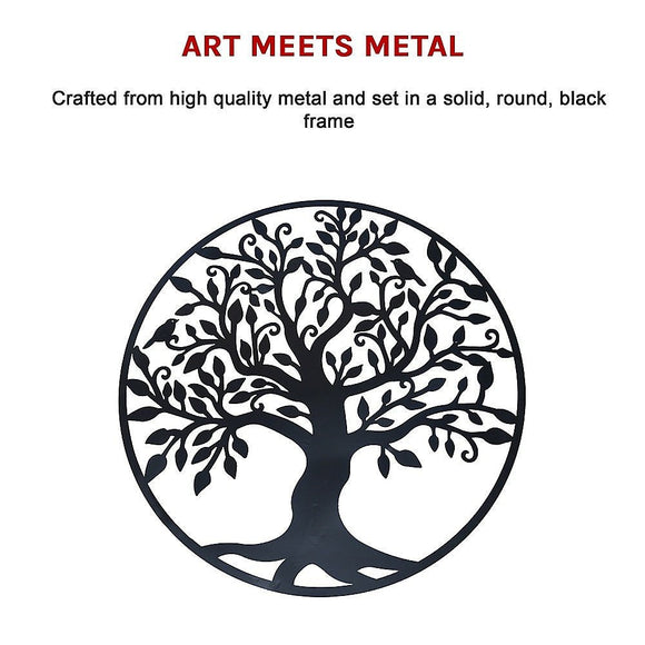 Black Tree of Life Wall Art Hanging Metal Iron Sculpture Garden 60cm - RnR Galore