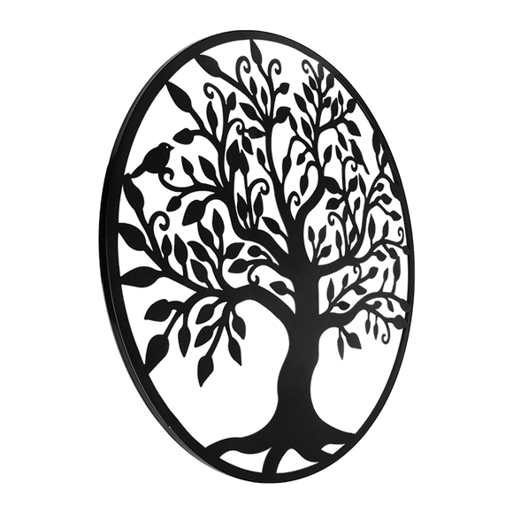 Black Tree of Life Wall Art Hanging Metal Iron Sculpture Garden 60cm - RnR Galore