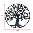 Black Tree of Life Wall Art Hanging Metal Iron Sculpture Garden 60cm - RnR Galore