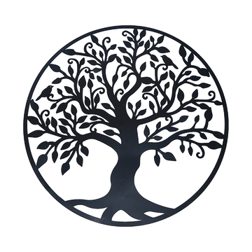 Black Tree of Life Wall Art Hanging Metal Iron Sculpture Garden 99cm - RnR Galore