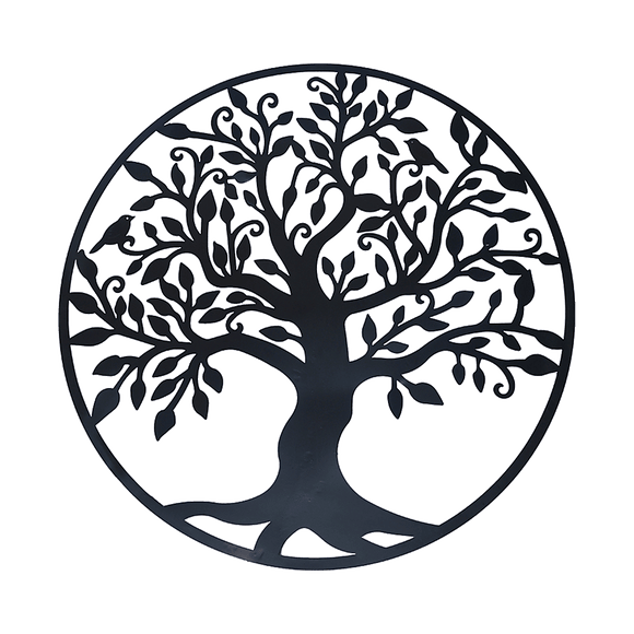 Black Tree of Life Wall Art Hanging Metal Iron Sculpture Garden 99cm - RnR Galore