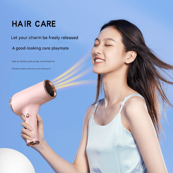 Black Ultra - Lightweight Ionic Cordless Hair Dryer, USB Rechargeable Portable Blow Dryer with Cool Air for Travel & Home - RnR Galore