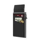 Black Ultra - Slim RFID Blocking Pop - Up Wallet - Automatic Card Holder with Metal Case & Secure Screw Base - RnR Galore