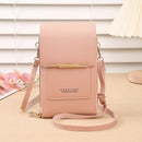 Black Women's Cute Mini PU Leather Crossbody Phone Bag (19x12x4cm) - Touch Screen Window, Vertical Style - RnR Galore
