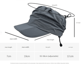 Black Women's Foldable Sun Visor Cap Quick Dry Packable Empty Top Hat Adjustable Drawstring for Running Hiking and Summer Travel - RnR Galore