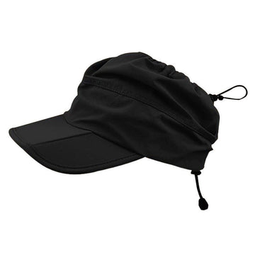 Black Women's Foldable Sun Visor Cap Quick Dry Packable Empty Top Hat Adjustable Drawstring for Running Hiking and Summer Travel - RnR Galore