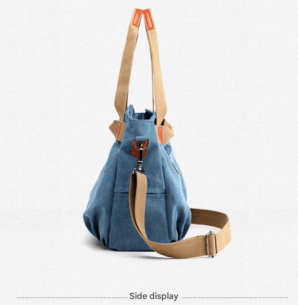Black Women's Retro Canvas Tote Bag Large Capacity Shoulder Handbag Adjustable Crossbody Strap 35cm for Travel Work & Daily Use - RnR Galore