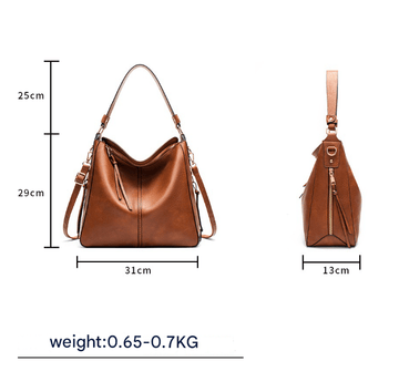 Black Womens Soft PU Leather Hobo Bag - Large Casual Tote Handbag with Adjustable Crossbody Strap - RnR Galore