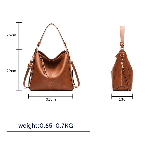 Black Womens Soft PU Leather Hobo Bag - Large Casual Tote Handbag with Adjustable Crossbody Strap - RnR Galore