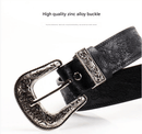 Black Women's Western Style Embossed Belt 2 Pack Vintage PU Leather Waistband with Antique Silver Buckle for Jeans and Dresses Y2K Fashion - RnR Galore